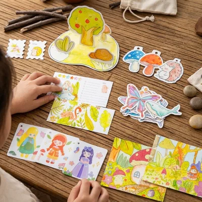 Multi-functional DIY Watercolor Cartoon Graffiti Educational Toy with Painting Tools and 3D Pendant Color Cognition Set
