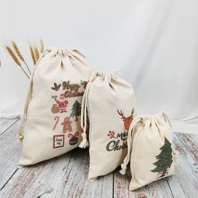 Promotion Custom Logo Printed Recyclable Organic Canvas Cotton Drawstring Bag Small for Jewelry Shoe Dust
