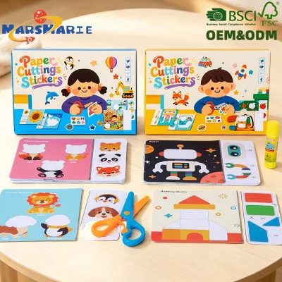 CE CPC Two-themed Children's Early Education Paper Cutting Handmade Kit Set Sticker Puzzle for Build Kids' Hands-on Ability