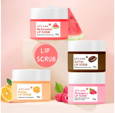 Organic Vegan Lip Scrub Whole Sale Sulfate-Free Moisturizing Nourishing Watermelon Coffee Flavored Lightening Private Label