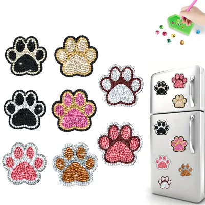8Pcs DIY Diamond Painting Cat Paw Fridge Stickers Magnet