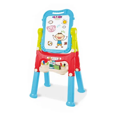 2-in-1 Kids Art Easel Double Sided Magnetic Whiteboard & Chalkboard for Toddlers Standing Drawing Board Set for Ages 2-7 Years