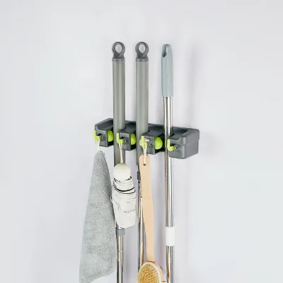 Self-Adhesive Wall Mount Broom Holder for Kitchen Bathroom House Cleaning Organization Made of Durable Plastic