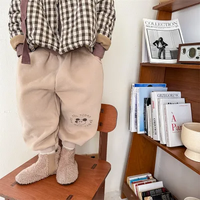 Boys Winter Utility Cargo Pants Multi Pockets Fleece Sweatpants Cotton Track Pants Manufacturers Children Kids Street Wear