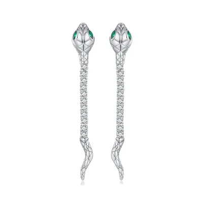 High-end Luxury New Fashion S925 Sterling Silver Personalized Snake-shaped Earrings Ring Jewelry Set