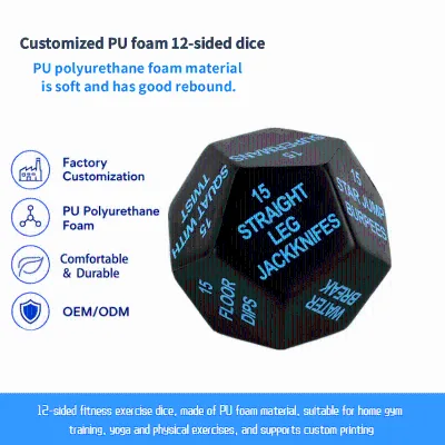 Custom Foam Dice 12-Sided Pu Dice Set Soft Jumbo Foam Pu Dice Includes Full Body Workouts, Cross Fit Game, HIIT, Cardio, Yoga