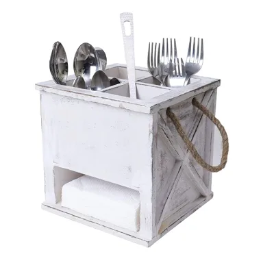 Factory Wholesale Eco-Friendly White Tissue Dispenser Box for Knives Forks Napkin Storage