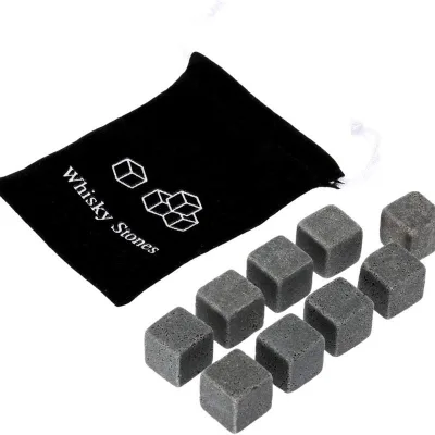 Reusable Set of 9 Granite Whiskey Cooling Ice Cubes Whiskey Stones for Beverage