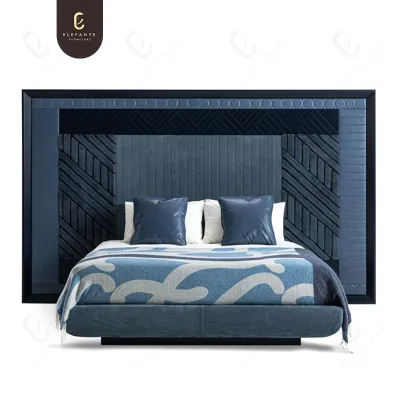 Modern Bedroom Upholstered King Bed High Back Fabric Queen Bed Frame.
