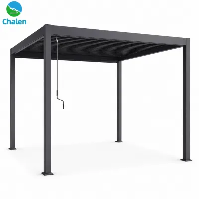 Chalen Factory Price Modern Outdoor Garden Aluminium Frame Pergola 3x4x2.5m Manually Operated Steel Louver Canopy Furniture