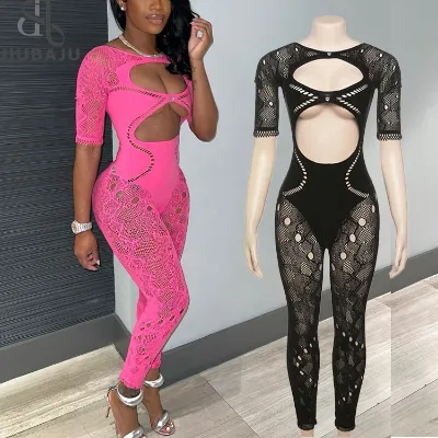 Mesh Sexy Transparent Stockings Lingerie Women Solid Coquette Cut Out Cleavage Midnight One Piece Female Stunning Clubwear