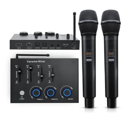 Factory Wholesales Audio Mic Karaoke Mixers Dual Karaoke Wireless Microphone HD Optical Smart TV PC KTV Amplifier Karaoke Mixer