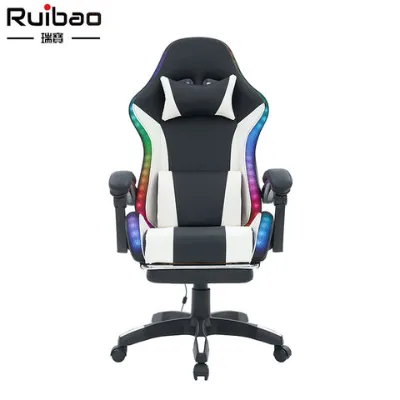 Best-selling promotional swivel Leather ergonomic gaming chair with footrest and rgb