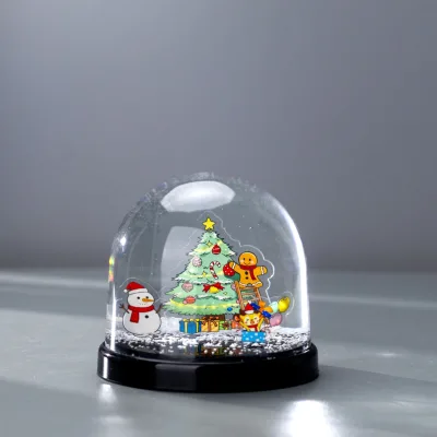 Custom Christmas Tree Acrylic Snow Globe Snowman Gingerbread Man Souvenirs Resin Ornament Decoration Globe Water Ball for Gift