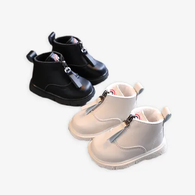 Spring Autumn Boys Girls Walking Shoes Infant Non-Slip Soft Bottom Martin Boots Fashion Baby Shoes Lining Thin Velvet