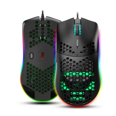 Honeycomb Hollow Design RGB Lighting Programmable Wired J900 Gaming Mouse MAX 6400DPI 6 Buttons for Gaming Laptop Computer