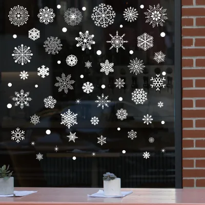 Christmas Winter Snowflake Static Vinyl Window Stickers Multiple Sizes Waterproof UV Resistant No Residue Decor for Living Room