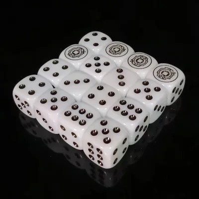 Wholesale Custom D6 Sided White Dice16mm Colorful Printing Acrylic Smooth Surface Dices Board Game Accessarries Dice