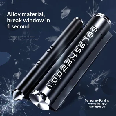Creative Four-in-One Metal Roller Number Temporary Parking Sign Aromatherapy Hammer Window Breaker Mobile Phone Bracket Car