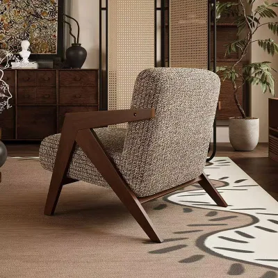 Luxury Sofa Retro Nordic Rocking Chair Sofa Modern Combination Home Set Modern Armchair Wooden Cotton Linen Living Room Sofa