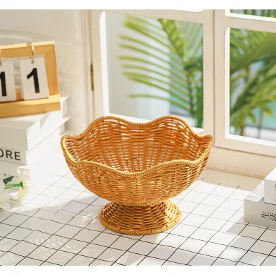 Creative Flower Hand-woven Basket Living Room Reception Fruit Basket Vegetable Storage Food Basket