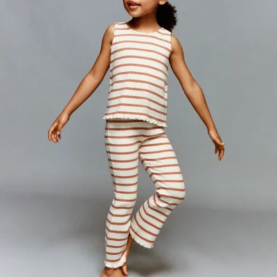 High Quality Kids Soft Leggings Baby Girls' Custom Print Pattern Casual Trousers Children Ribbed Cotton Pants