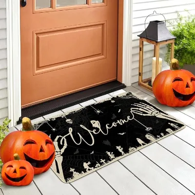 Funny Halloween Outdoor Welcome Mat Halloween Spooky Door Mat Outdoor Rug Front Door Decor for Entrance