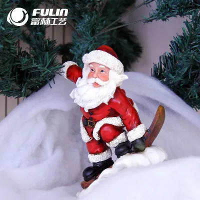 Outdoor Life Size Resin Santa Claus Figurine Christmas Garden Cartoon Statue Ornaments Decoration