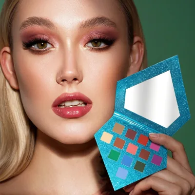 13 Colors Diamond Shape Eyeshadow Palette Glitter Shimmer Matte Satin Finish Powder Makeup with Mirror for Daily Use
