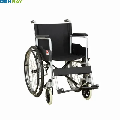 Steel Folding Wheelchair, Electroplated SPCC Steel Frame, Oxford Cloth Soft Cushion, Manual Wheelchair for Disabled Elderly