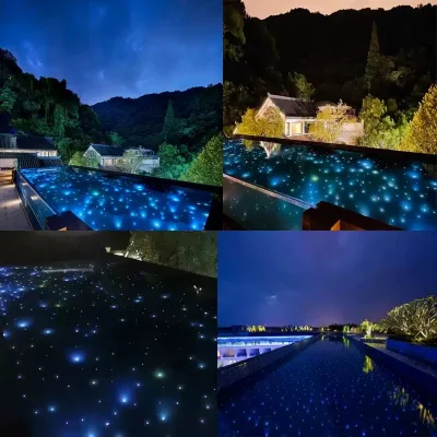 Waterproof PMMA End Glow LED Optic Fiber Cables with Black Jacket IP68 Rated Swimming Pool Bottom Starry Sky Lighting Effect