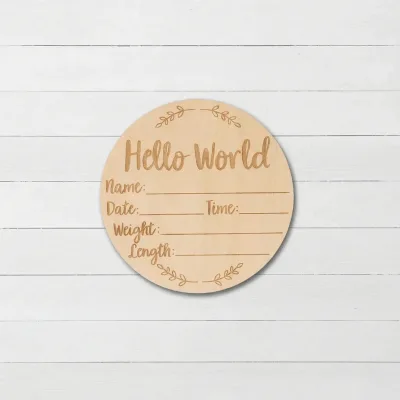 Modern Baby Announcement Sign, Newborn Photo Prop, Wood Plaque, Shower Gift