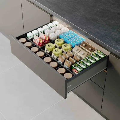 Kitchen Cabinet Drawer Spice Basket-Soft Close Slide Medium Sorting Capacity Cabinet Organizer Drawers