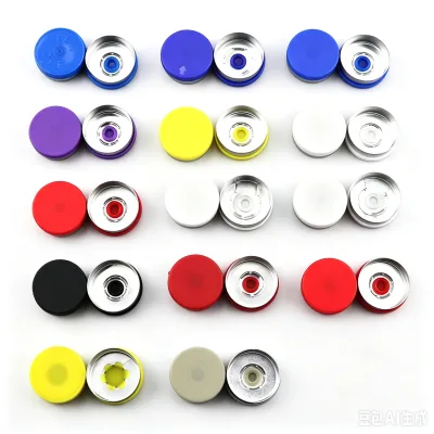 Wholesale 13mm 20mm Teeth White Blue Grey Red Crimp Aluminum Plastic Flip Top Bottle Cap for Glass Vials