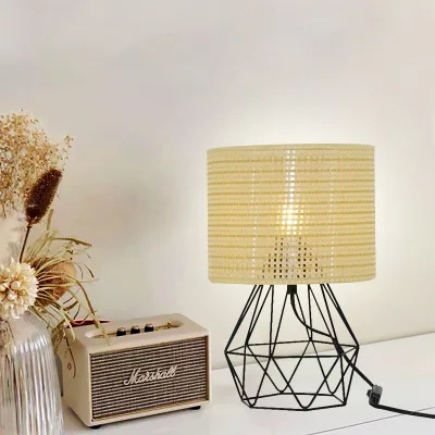 Modern White LED Electric Decorative Table Lamp Bedroom AC Powered Switch Controlled Convenient Simple Design E26 Base Metal