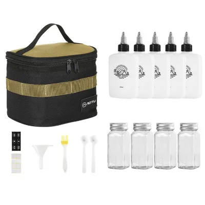 Camping Seasoning Bottle Set Outdoor Portable Spice Bottle Liquid Kettle with Camping Storage Bag