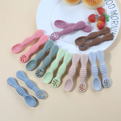 Baby Teether Spoon Motor Therapy Tools Silicone Spoon for Babies Toddlers Silicone Spoon Set