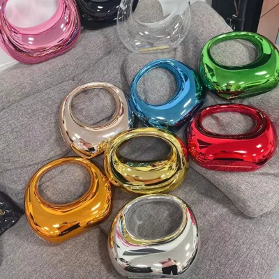 Luxury Ladies Acrylic Half Moon Shape Chain Shoulder Purse Clutch Handbag Evening Bags