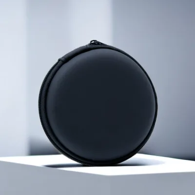EVA Water Resistant Casual Round Earphone Case Travel Portable Cable Organizer Box with Zipper Carry Bag for Outdoor Use