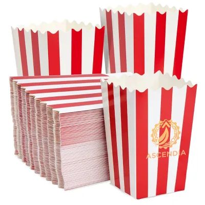 Hot Selling Customizable Eco-Friendly Red & White Colored Disposable Square Popcorn Packaging Box for Kids Birthday Party
