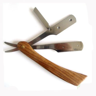 New Replaceable Blade Straight razor Shave Knife Wood Handle Beard razor Hairdressing Straight Razors