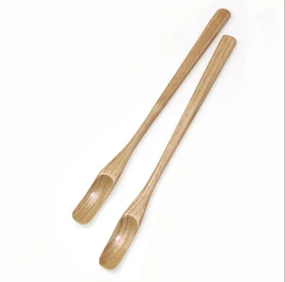 Wooden Decoration Painted Flower Theme Coffee Tea Spoon Stirrer Mixing Spoon Long Handle