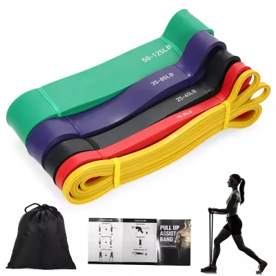 Natural Latex Durable High-Elasticity Anti-Slip Resistance Band Set Carry Bag-250LB Total Resistance for Exercise Yoga Strength