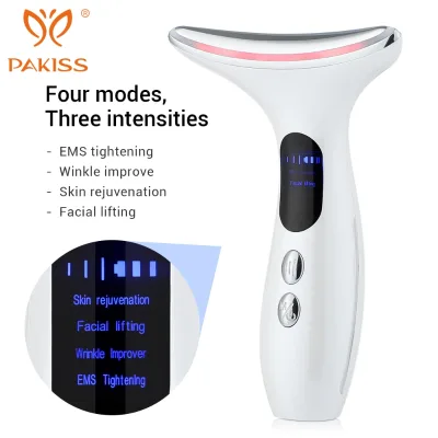 PAKISS Micro Current Neck Beauty Device 4 Levels Warm Vibration Face and Neck Massager Rechargeable Skin Care Device