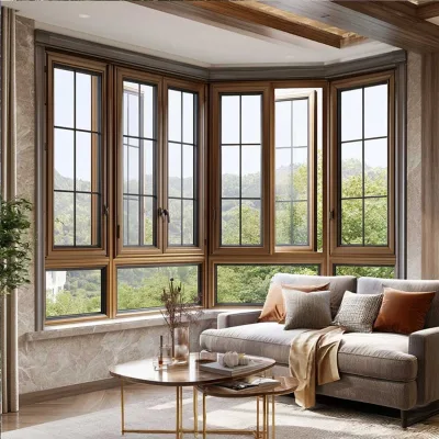 Sunnysky Aluminum Bay Window AS2047 Certified Panoramic Glass Corner Structural Framing Residential Mansion Balcony Window