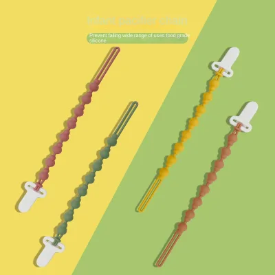 New-style Baby Gourd-shaped Silicone Pacifier Clip Anti-loss Chain Soother Chewable Teething Toy for 0-24M
