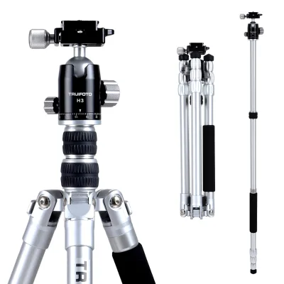 Professional Fashion Silver Tripod with 360 Panorama Ball Heat Lightweight Camera Tripods Stand Monopods for Hiking Hunting