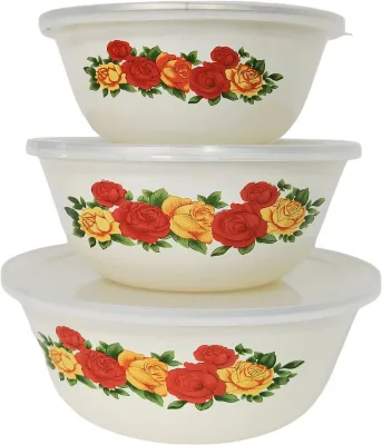 Wholesale 3pcs Custom Porcelain Enamel Printed Salad Bowl Sustainable Eco-Friendly Design Camping Cereal Outdoor Adventures