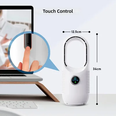 Pets Bladeless Fan Portable LED Display Desktop Fanless Blade Cooler Cooling Fan Office Bedroom for Pets Dog cat