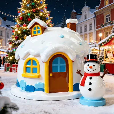 Large Size Christmas Village House Decorations Outdoor Xmas Cabin Props for Shopping Mall Plaza Decoration